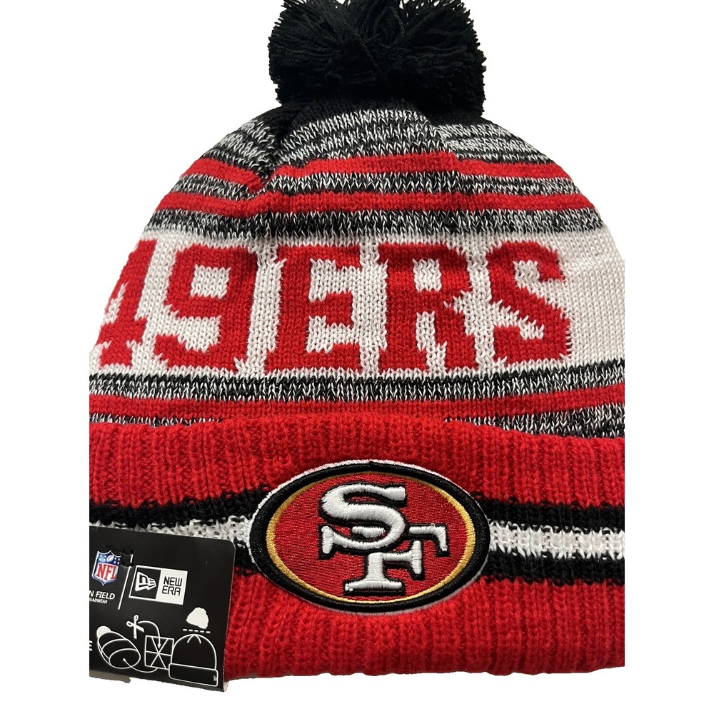 San Francisco 49ers Niners Knit Winter Hat Beanie New Era Cap Pom Fleece Red NWT